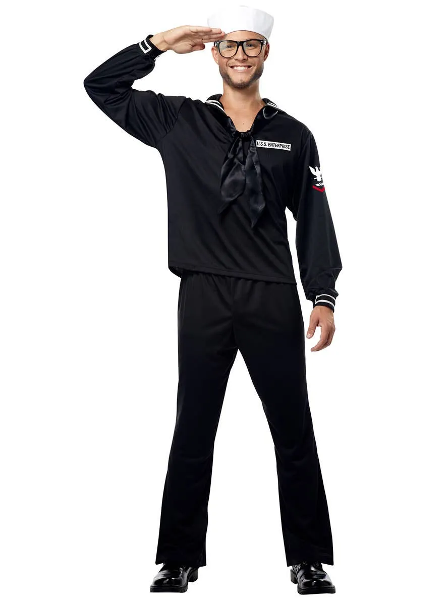 Navy Marine Mens Black Sailor Uniform Costume