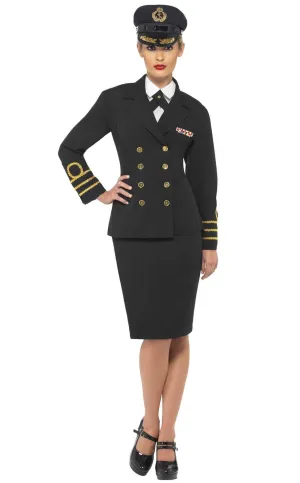 Navy Officer Black Womens Fancy Dress Costume