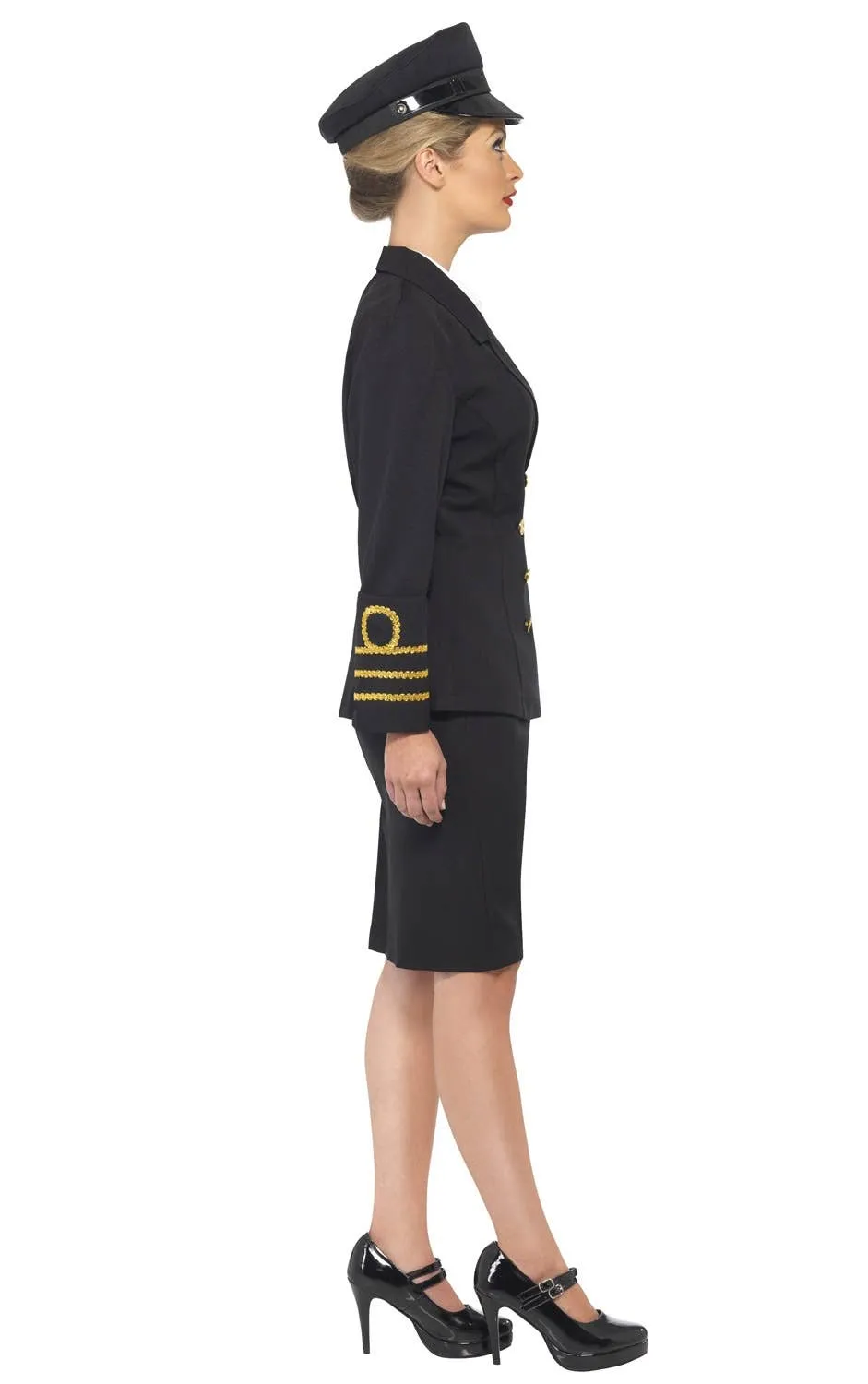 Navy Officer Black Womens Fancy Dress Costume