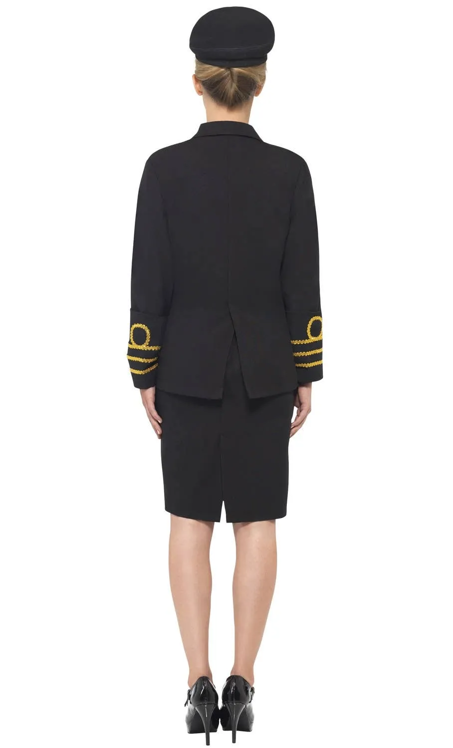 Navy Officer Black Womens Fancy Dress Costume