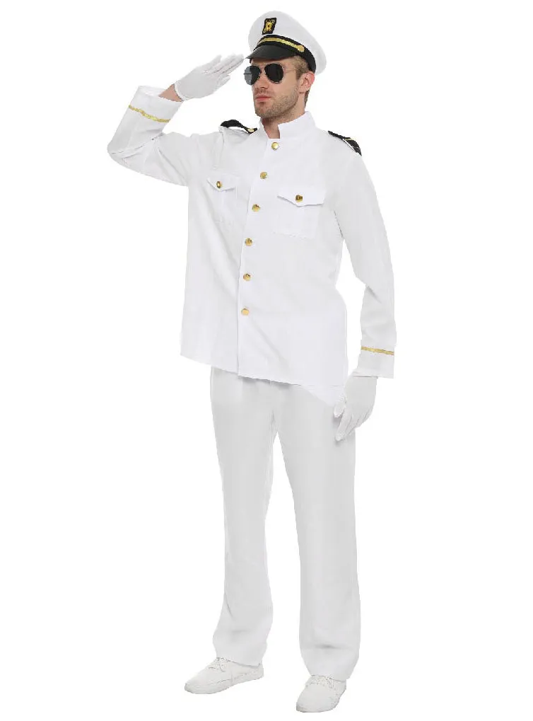 Navy Officer Mens White Military Costume