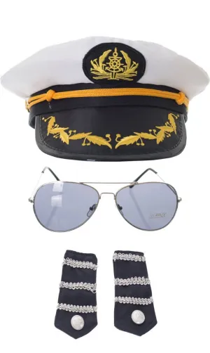 Navy Officer's White Sailor Costume Accessory Kit