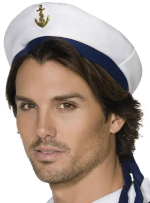 Navy Sailor Adults White Costume Hat