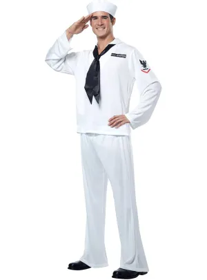 Navy Sailor Mens White Marine Uniform Costume