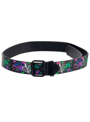 Neon 1980s Fleur-de-lis Print Belt Costume Accessory