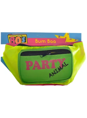Neon 80s Party Animal Bum Bag Costume Accessory
