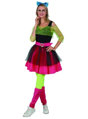 Neon 80s Party Girl Womens Fancy Dress Costume