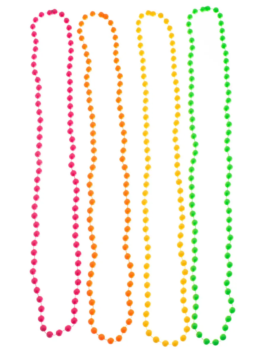Neon Beaded 4 Pack 1980s Necklaces