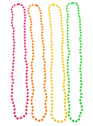 Neon Beaded 4 Pack 1980s Necklaces