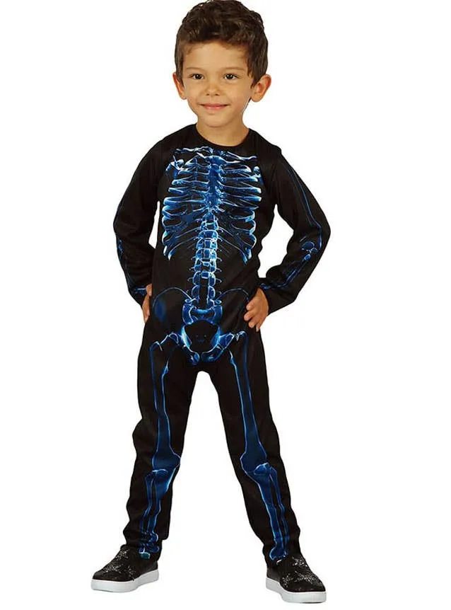 Neon Blue X-Ray Skeleton Toddler Boys Halloween Costume