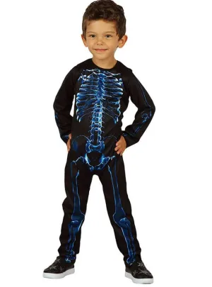 Neon Blue X-Ray Skeleton Toddler Boys Halloween Costume