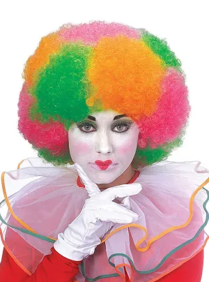 Neon Clown Adults Rainbow Afro Costume Wig