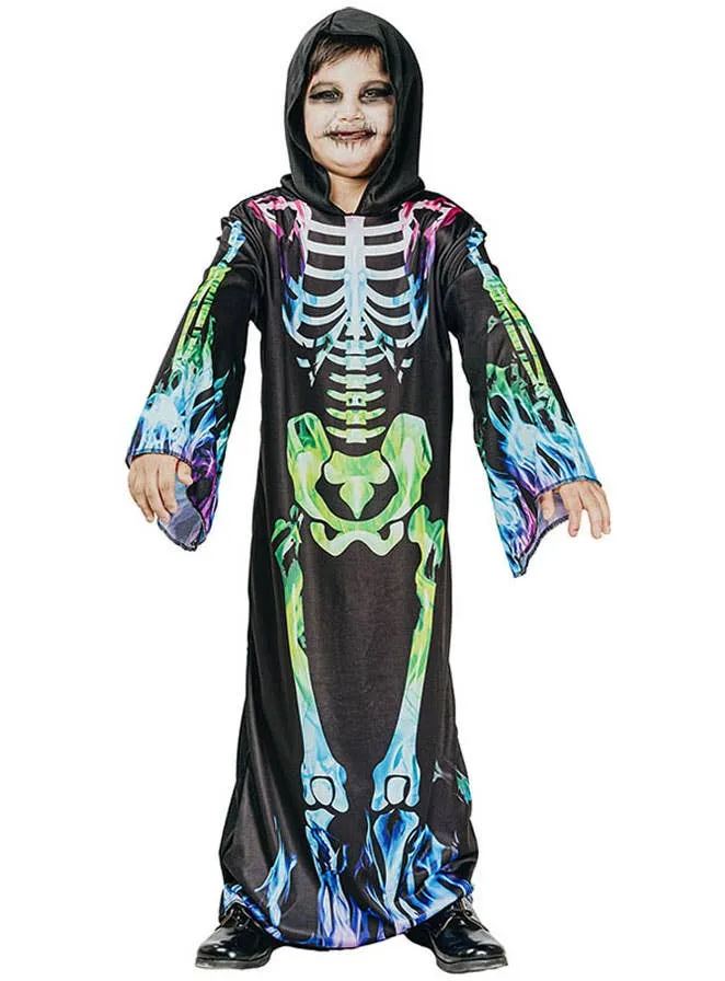 Neon Fire Skeleton Boys Halloween Costume