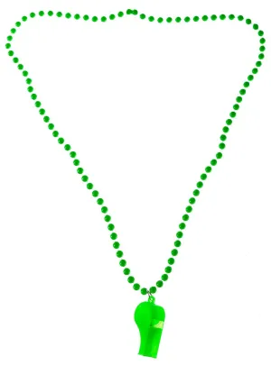 Neon Green 70s Disco Whistle on Bead Necklace