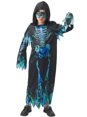 Neon Green and Blue Skeleton Boys Halloween Costume