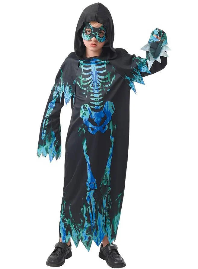 Neon Green and Blue Skeleton Boys Halloween Costume