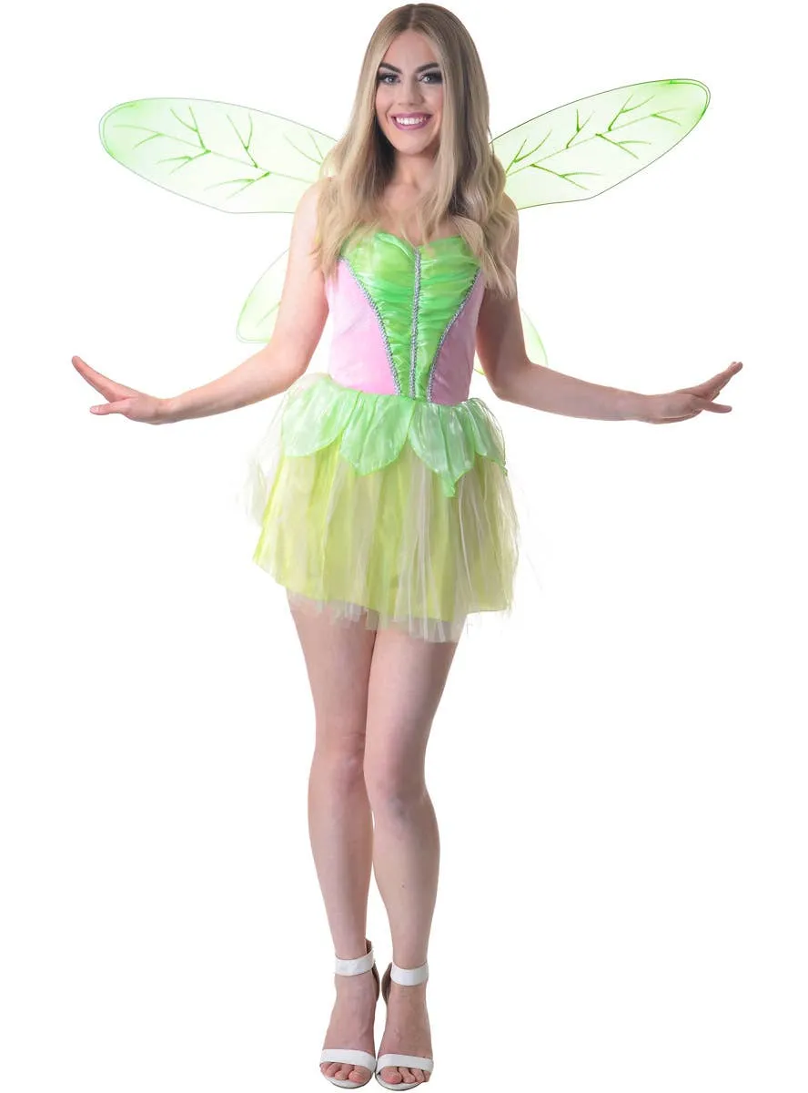 Neon Green and Pink Fairy Womens Costume and Wings
