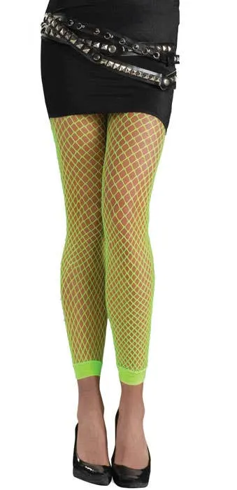 Neon Green Footless Fishnet Stockings