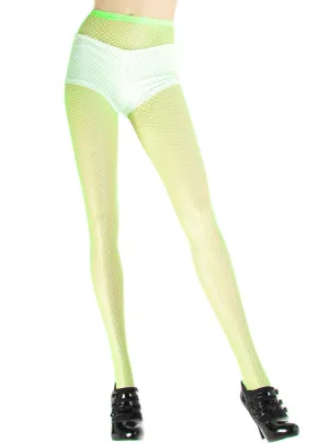 Neon Green Full Length Womens 80s Fishnet Stockings