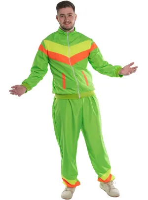 Neon Green Mens 1980s Shell Suit Costume