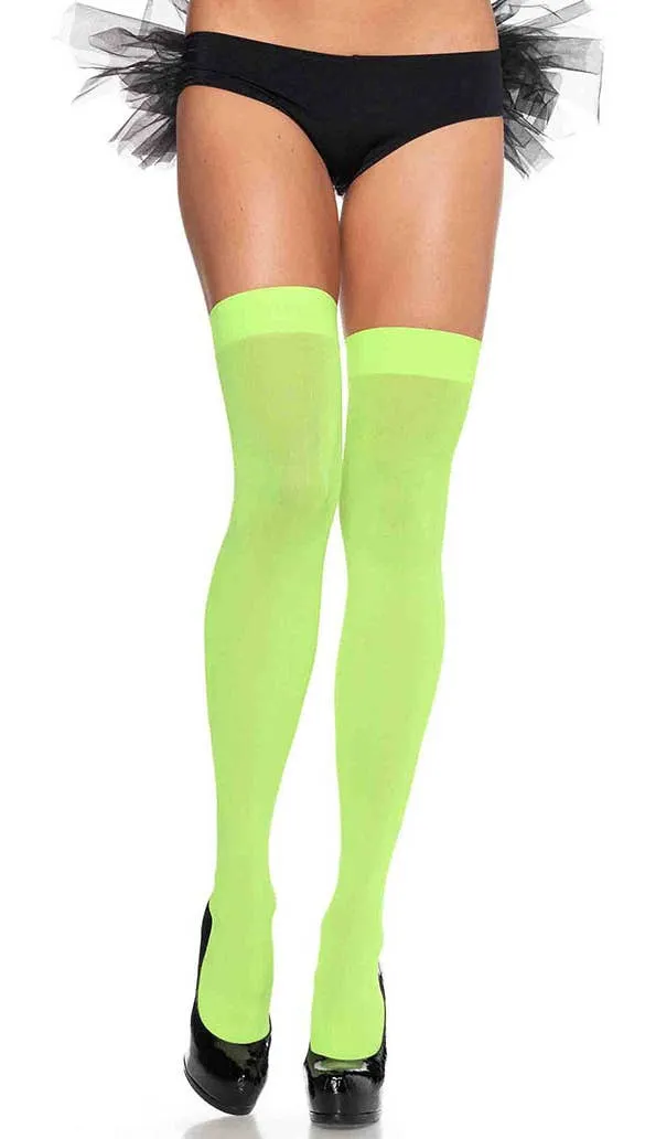 Neon Green Thigh High Stockings