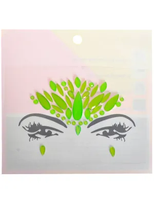 Neon Green UV Reactive Stick-on Festival Face Jewels
