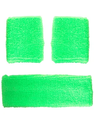 Neon Green Wrist and Head Sweatbands Set