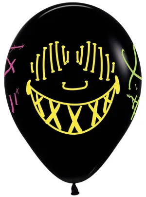 Neon Masks 12 Pack 30cm Latex Halloween Balloons