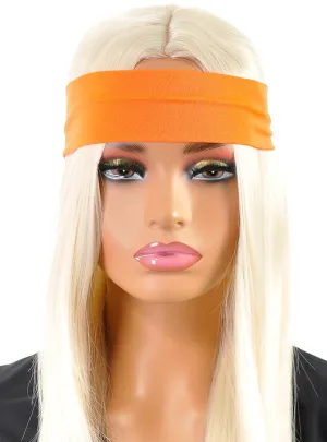 Neon Orange 1980s Sweatband Costume Accessory