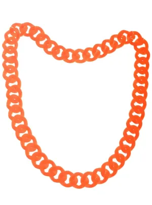 Neon Orange Chunky 1980s Chain Necklace Costume Accessory