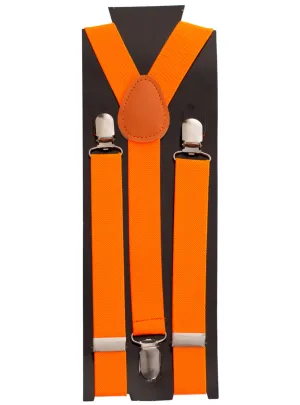 Neon Orange Classic Adjustable Costume Suspenders
