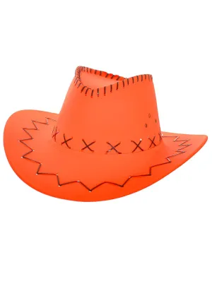Neon Orange Mardi Gras Cowboy Costume Hat