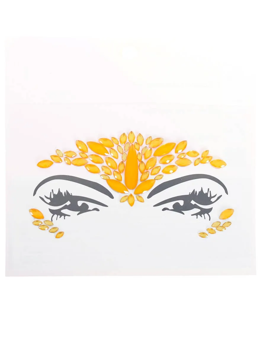 Neon Orange Stick-On UV Reactive Festival Face Jewels