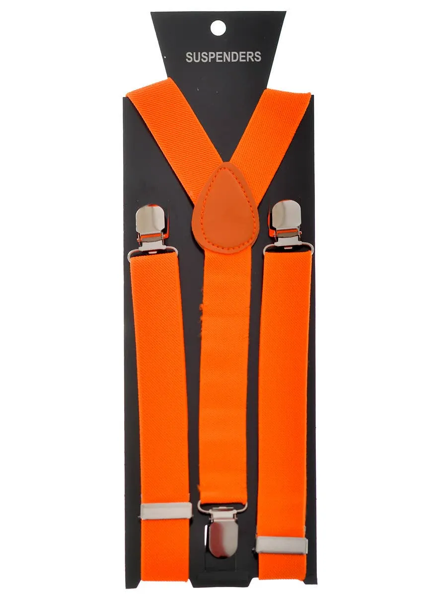 Neon Orange Stretch Elastic Costume Suspenders