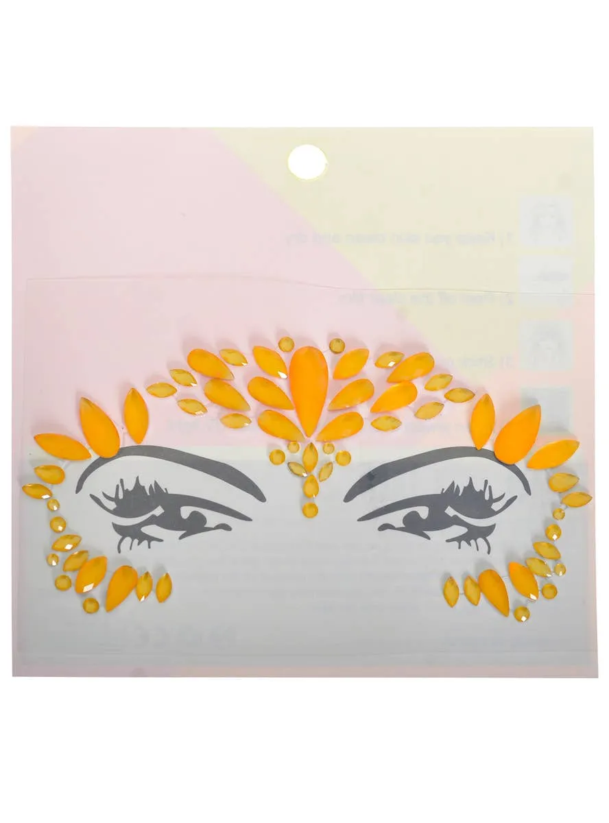 Neon Orange UV Reactive Stick-on Festival Face Jewels