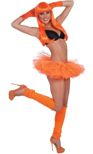 Neon Orange Womens 1980s Costume Tutu
