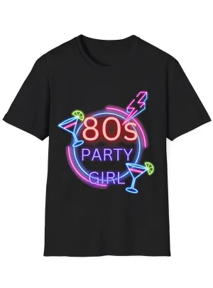 Neon Party Girl Womens Black 80s Costume Shirt