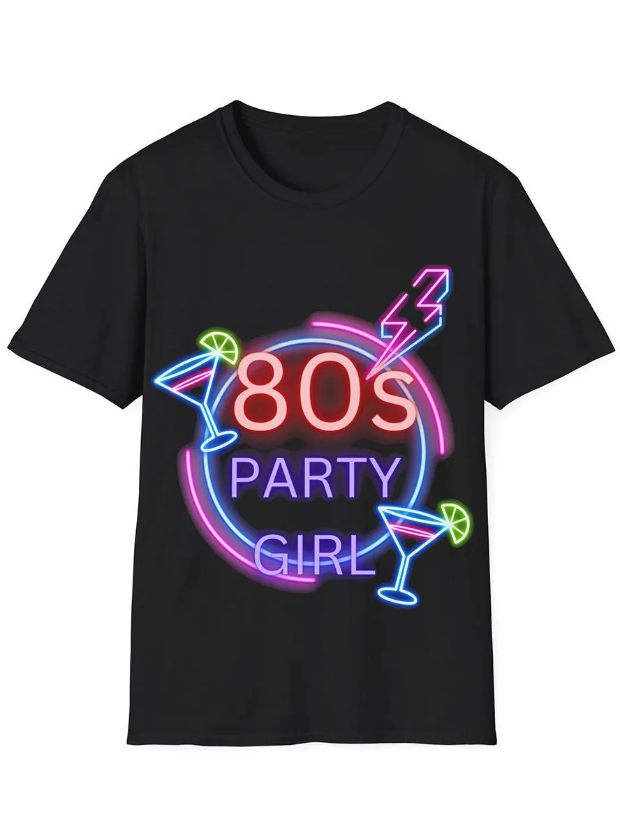Neon Party Girl Womens Plus Size 80s Costume Shirt