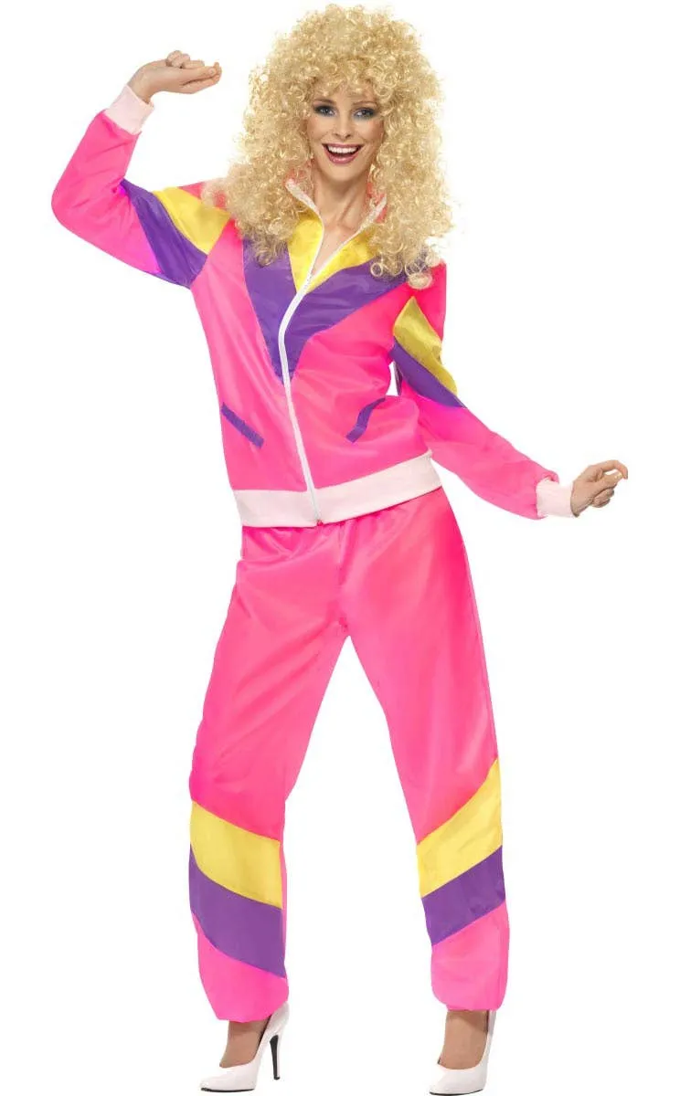 Neon Pink 1980s Womens Shell Suit Costume