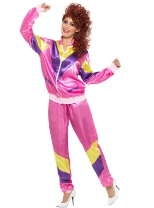Neon Pink 1980s Womens Shell Suit Costume