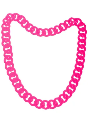 Neon Pink Chunky 1980s Chain Necklace Costume Accessory