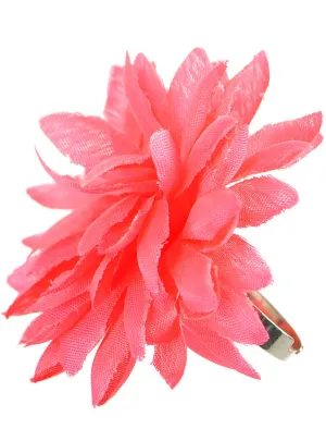Neon Pink Fabric Flower Costume Ring