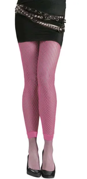 Neon Pink Footless Fishnet Stockings