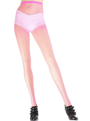 Neon Pink Full Length Womens 80s Fishnet Stockings