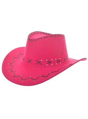Neon Pink Mardi Gras Cowboy Costume Hat