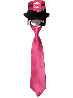 Neon Pink Satin Costume Neck Tie