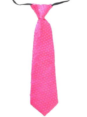 Neon Pink Sequinned Tie Costume Accessory