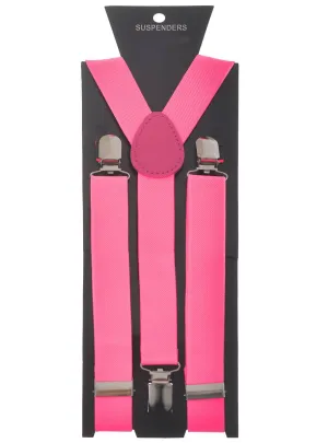 Neon Pink Stretchy Braces Costume Accessory