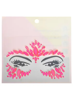 Neon Pink UV Reactive Stick-on Festival Face Jewels