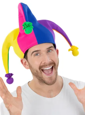 Neon Rainbow Jester Novelty Costume Hat